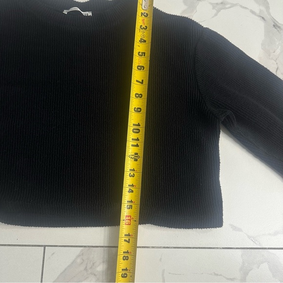 Reformation Sweater Women’s Sz Large Black Cropped Organic Cotton Ribbed Relaxed - Picture 5 of 8
